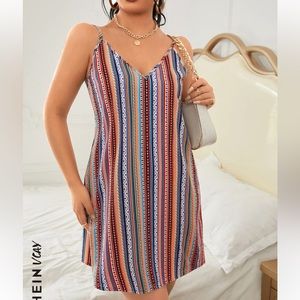 SHEIN VCAY Sweetheart Allover Geo Print Cami Dress